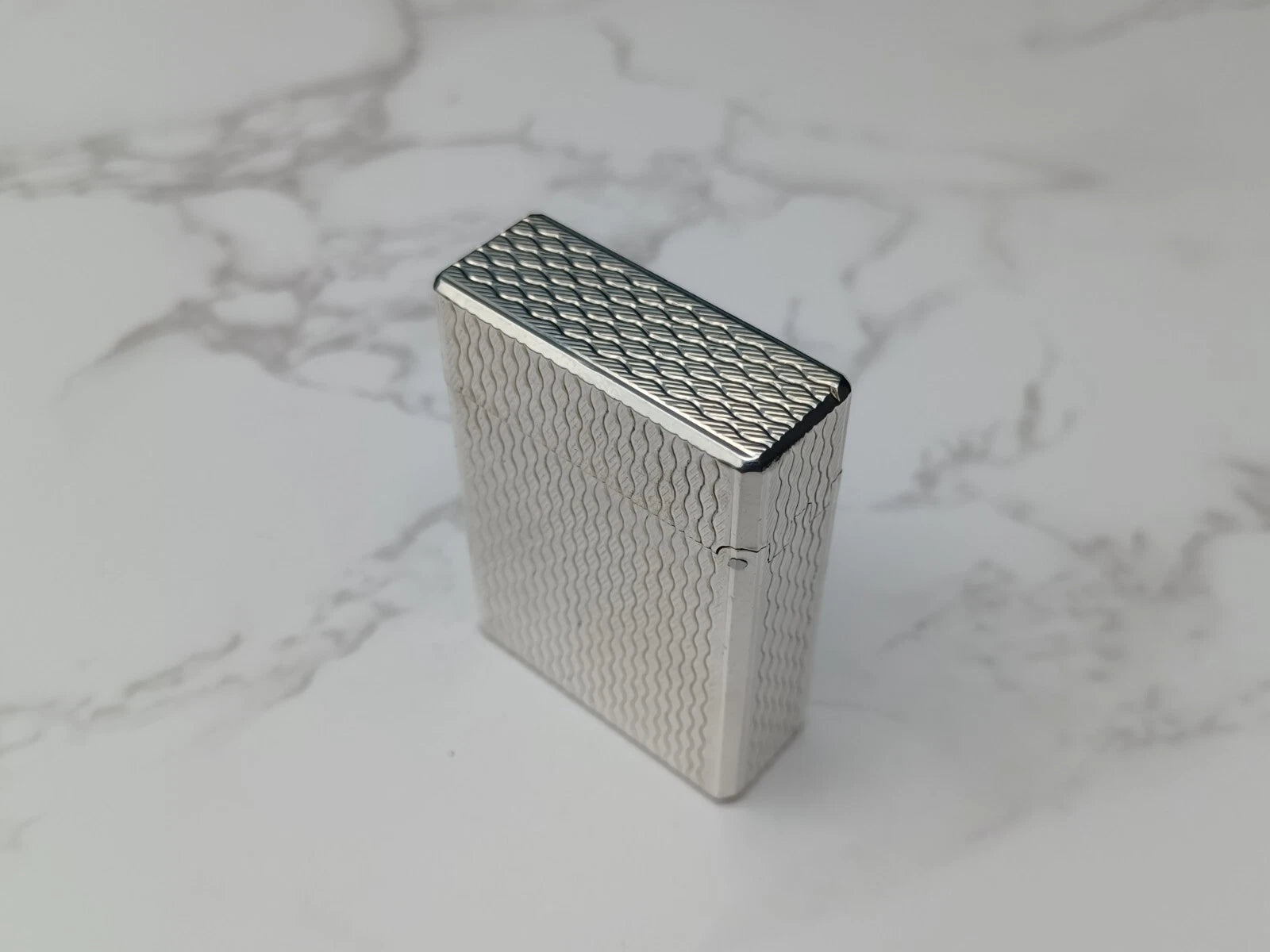 NICE S.T. DUPONT Line 1 / L1 BR Gas Lighter - Silver plated - Serviced-AC03-1763