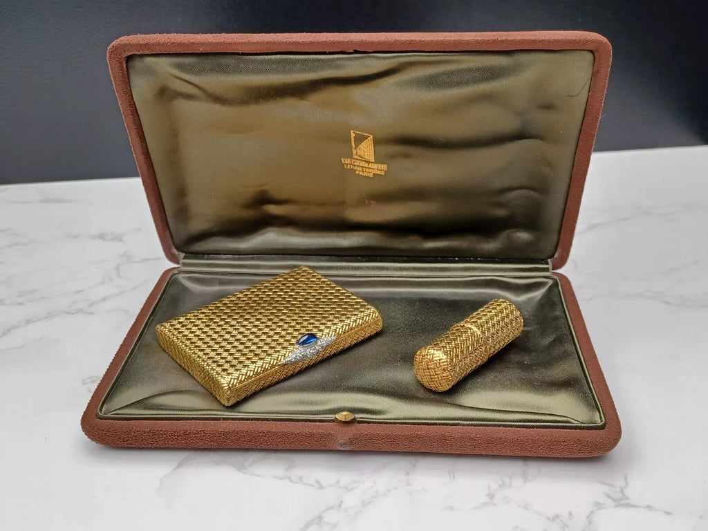 Rare Van Cleef & Arpels Powder Compact & Lipstick Case - 18K Gold - 0913CO BD08