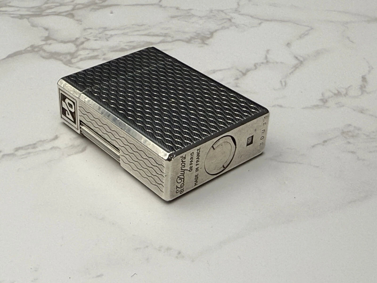 NICE S.T. DUPONT Line 1 / L1 BR Gas Lighter - Silver plated - Serviced-AL01-0845