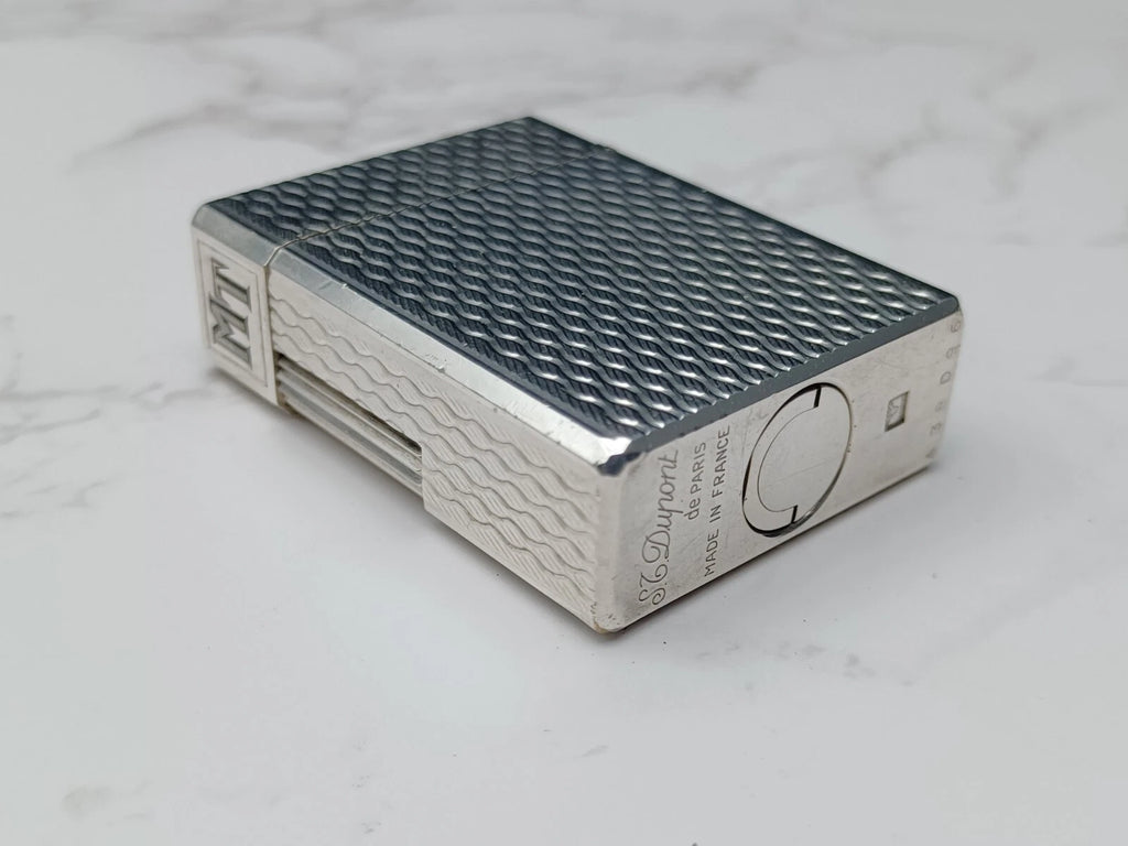 NICE S.T. DUPONT Line 1 / L1 BR Gas Lighter - Silver plated - Serviced-AC03-1763