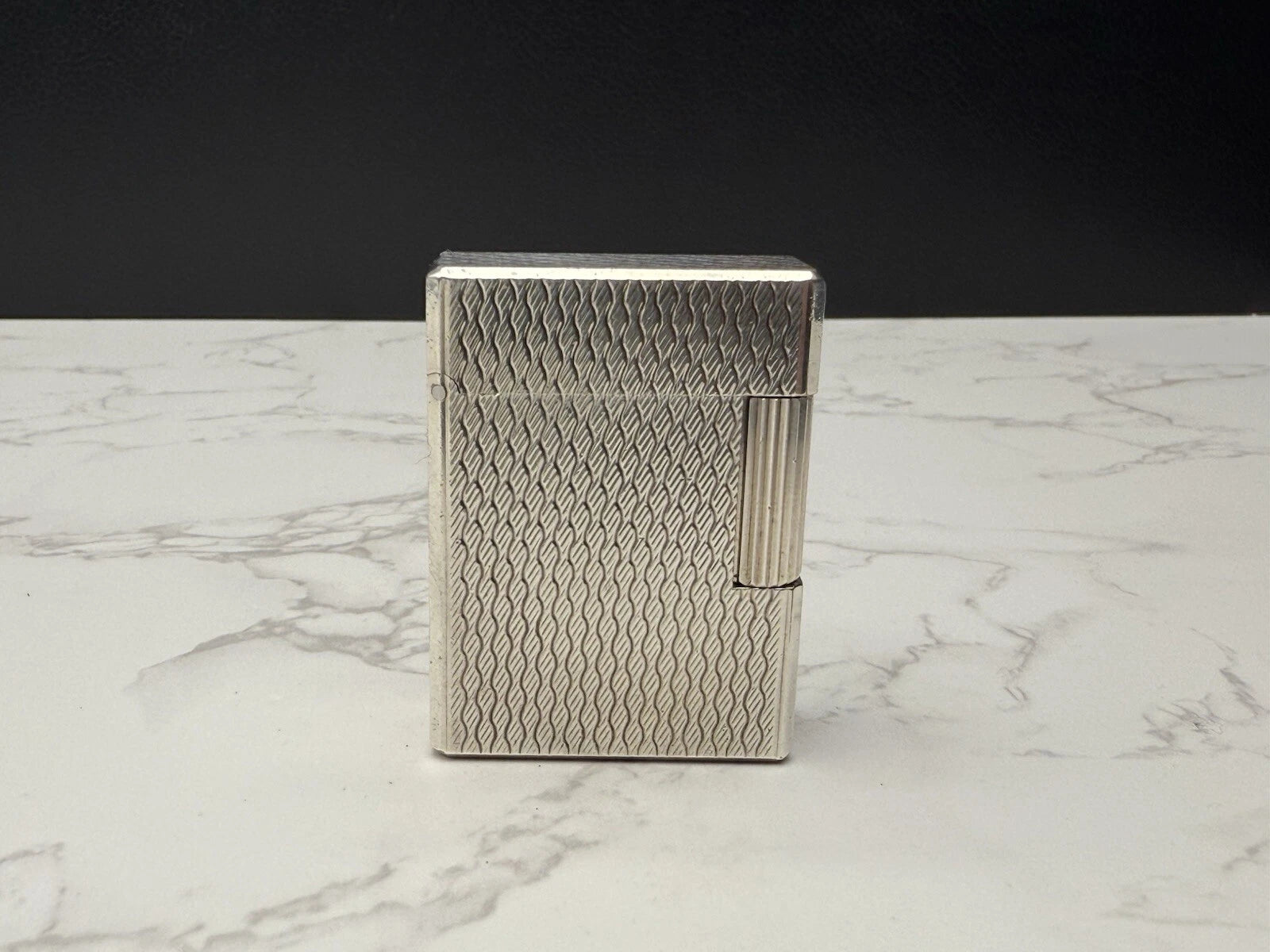 NICE S.T. DUPONT Line 1 / L1 BR Gas Lighter - Silver plated - Serviced-AL01-0845