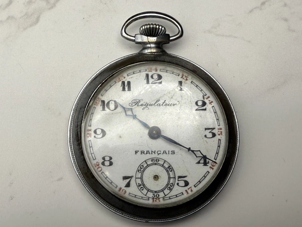 Schöne Chronometer-Taschenuhr - Stahl - Hergestellt in Frankreich - Funktioniert nicht -AF08-1675
