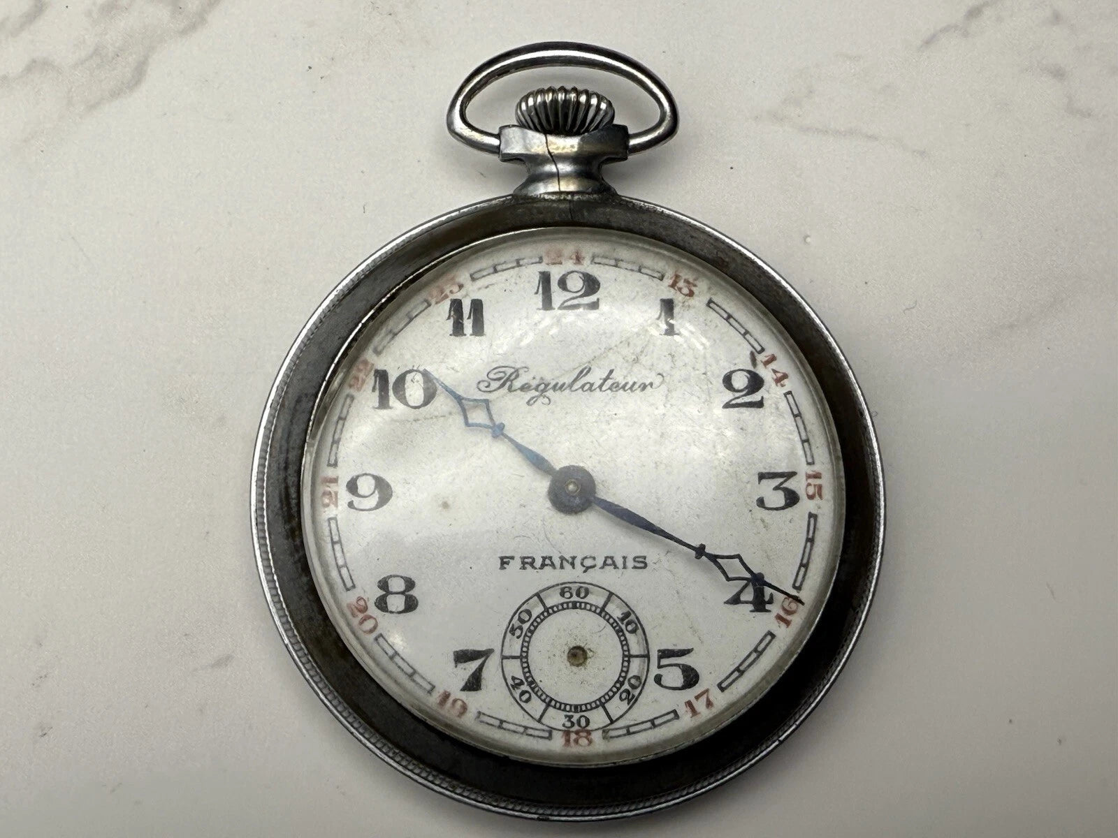 Schöne Chronometer-Taschenuhr - Stahl - Hergestellt in Frankreich - Funktioniert nicht -AF08-1675
