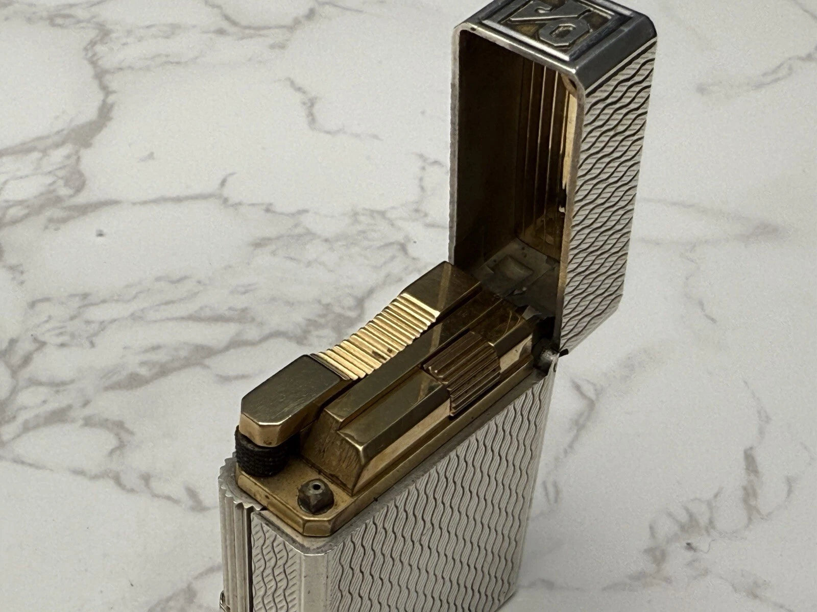 NICE S.T. DUPONT Line 1 / L1 BR Gas Lighter - Silver plated - Serviced-AL01-0845