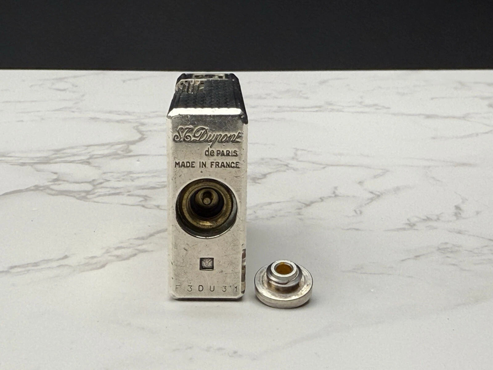 NICE S.T. DUPONT Line 1 / L1 BR Gas Lighter - Silver plated - Serviced-AL01-0845