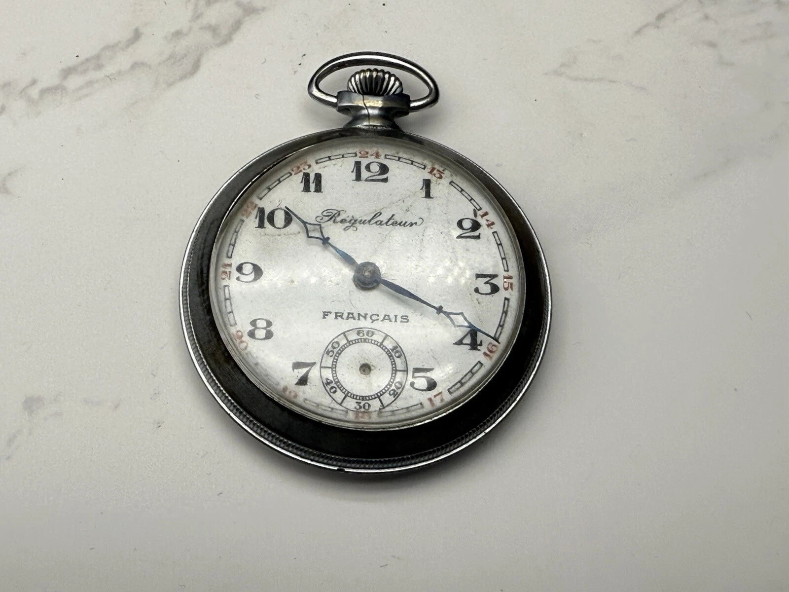 Schöne Chronometer-Taschenuhr - Stahl - Hergestellt in Frankreich - Funktioniert nicht -AF08-1675